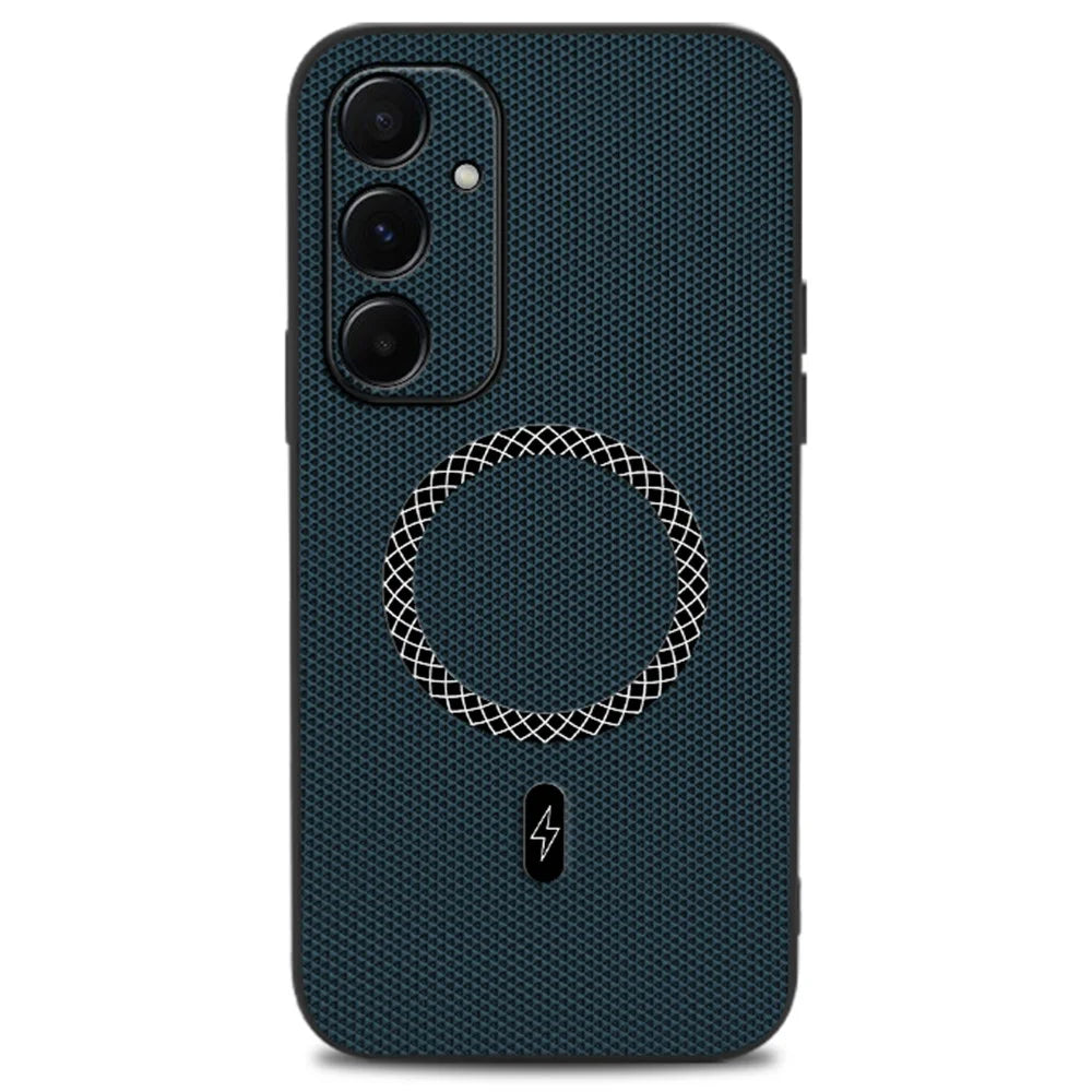 For Samsung Galaxy A35 5G Case Triangle Texture PU Leather Shockproof Ultra Thin Cover - Blue - 1