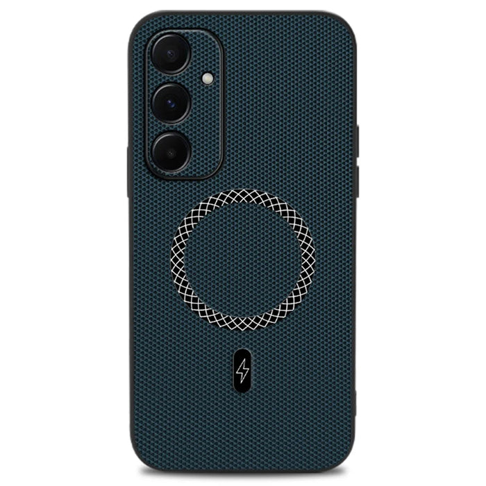 For Samsung Galaxy A35 5G Case Triangle Texture PU Leather Shockproof Ultra Thin Cover - Blue - 1