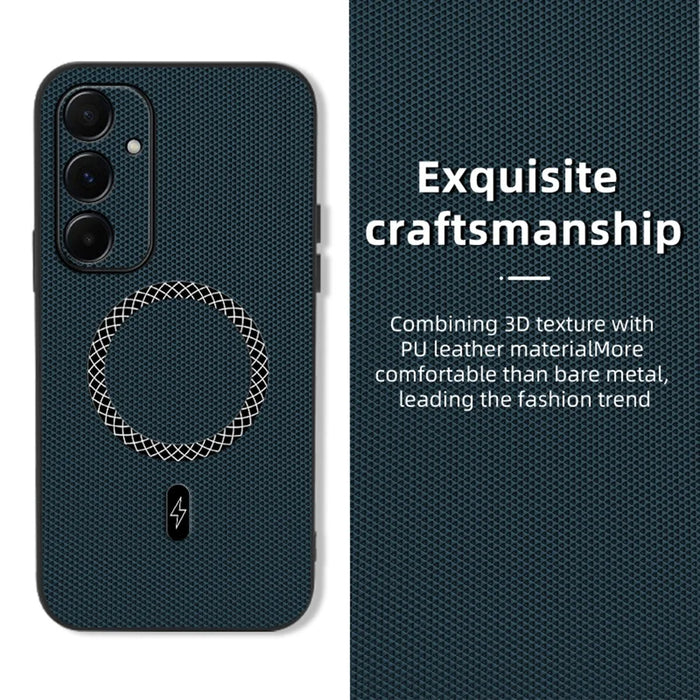 For Samsung Galaxy A35 5G Case Triangle Texture PU Leather Shockproof Ultra Thin Cover - Blue - 2