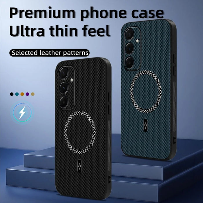 For Samsung Galaxy A35 5G Case Triangle Texture PU Leather Shockproof Ultra Thin Cover - Blue - 7