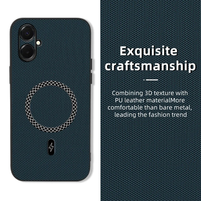 For Samsung Galaxy A08 5G / A08 4G / A07 5G Case Triangle Texture PU Leather Shockproof Ultra Thin Cover - Blue - 2