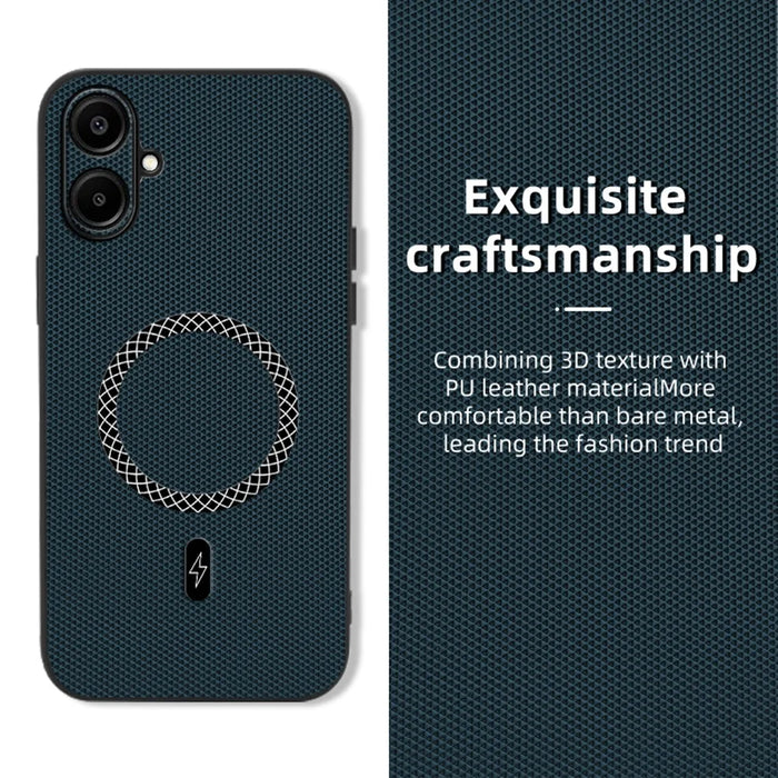 For Samsung Galaxy A06 4G Case Triangle Texture PU Leather Shockproof Ultra Thin Cover - Blue - 2