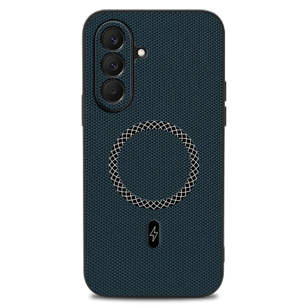 For Samsung Galaxy A57 5G Case Triangle Texture PU Leather Shockproof Ultra Thin Cover - Blue - 1