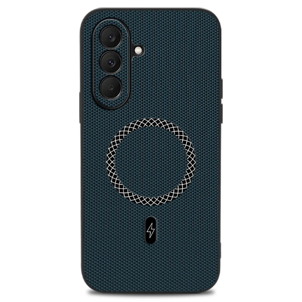 For Samsung Galaxy A37 5G Case Triangle Texture PU Leather Shockproof Ultra Thin Cover - Blue - 1