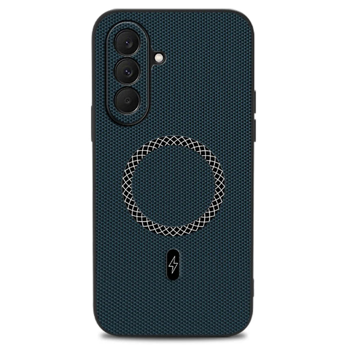 For Samsung Galaxy A37 5G Case Triangle Texture PU Leather Shockproof Ultra Thin Cover - Blue - 1