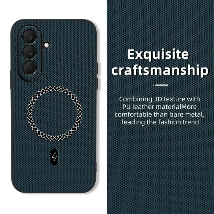 For Samsung Galaxy A37 5G Case Triangle Texture PU Leather Shockproof Ultra Thin Cover - Blue - 2