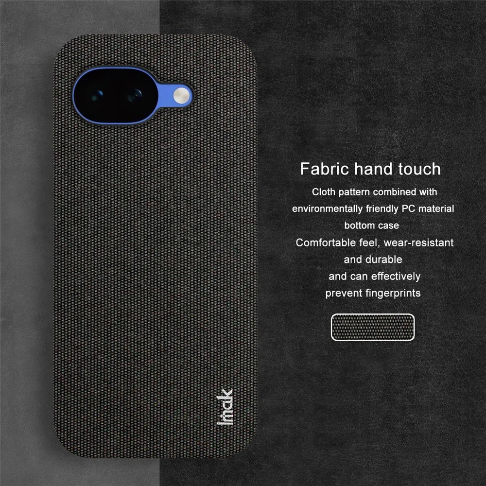 IMAK Ruiyi Series for Google Pixel 10a Case Fabric Texture Leather + PC Phone Back Cover - Black - 3