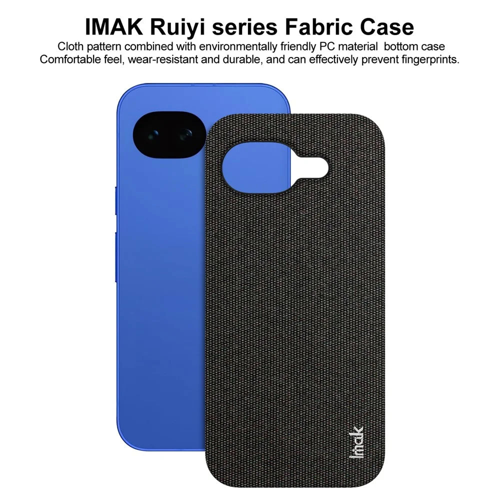 IMAK Ruiyi Series for Google Pixel 10a Case Fabric Texture Leather + PC Phone Back Cover - Black - 5