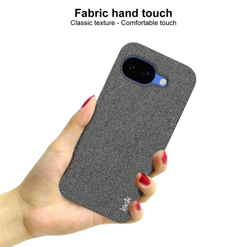 IMAK Ruiyi Series for Google Pixel 10a Case Fabric Texture Leather + PC Phone Back Cover - Black - 6
