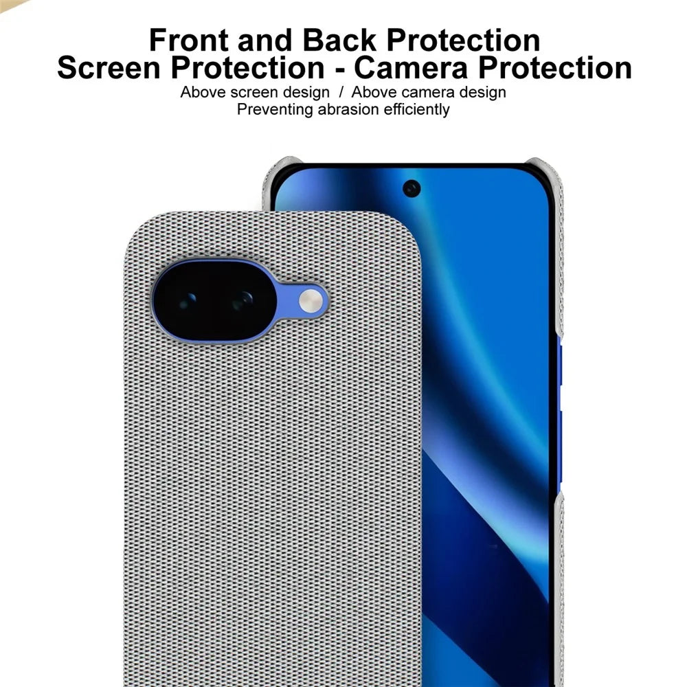 IMAK Ruiyi Series for Google Pixel 10a Case Fabric Texture Leather + PC Phone Back Cover - Black - 7