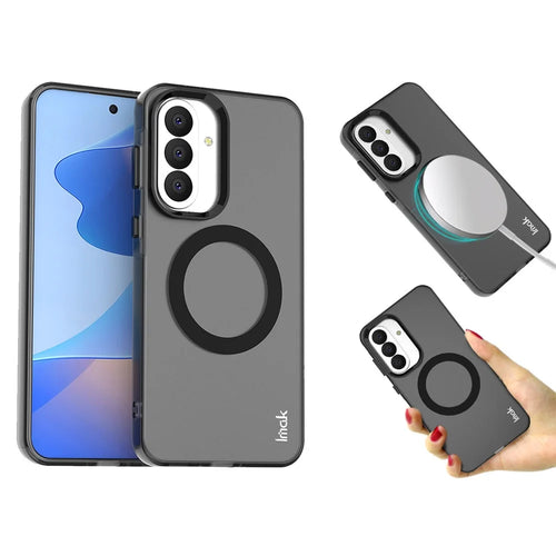 IMAK For Samsung Galaxy A37 5G Magnetic Case Candy Color Anti Drop TPU + PET Back Cover - Black - 1