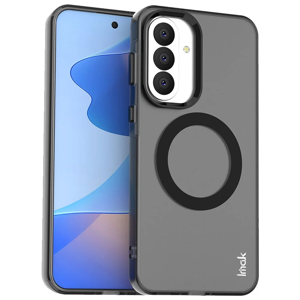 IMAK For Samsung Galaxy A37 5G Magnetic Case Candy Color Anti Drop TPU + PET Back Cover - Black - 2
