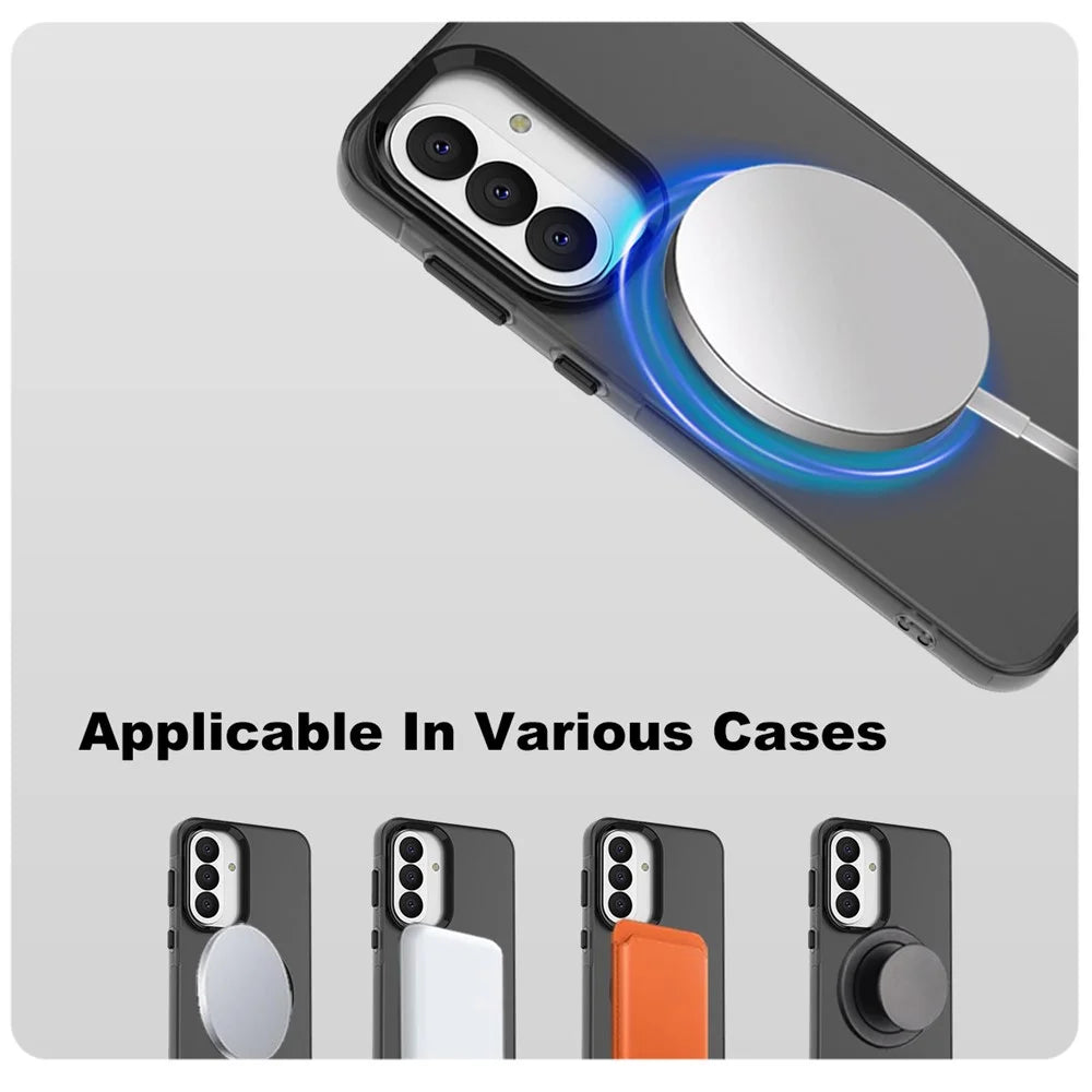 IMAK For Samsung Galaxy A37 5G Magnetic Case Candy Color Anti Drop TPU + PET Back Cover - Black - 6