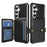 For Samsung Galaxy A37 5G Case with Card Holder PU Leather + TPU Phone Back Cover - Black - 1