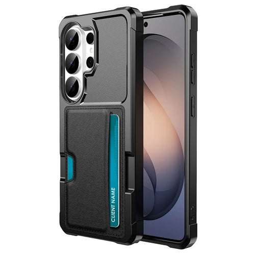 For Samsung Galaxy S26 Ultra Case Card Slot Leather + TPU Defender Phone Cover - Black - 1