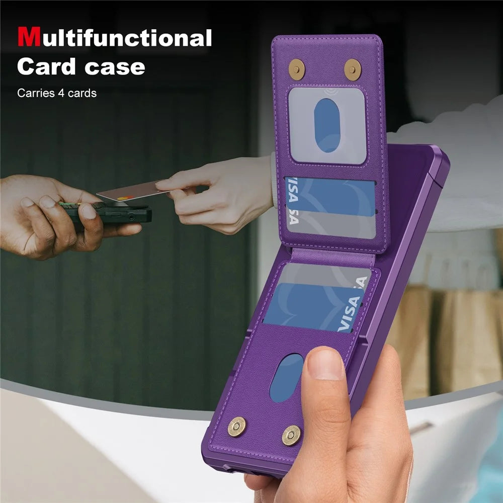 For Samsung Galaxy A37 5G Case with Card Slot Kickstand PU Leather + TPU Phone Cover - Purple - 4