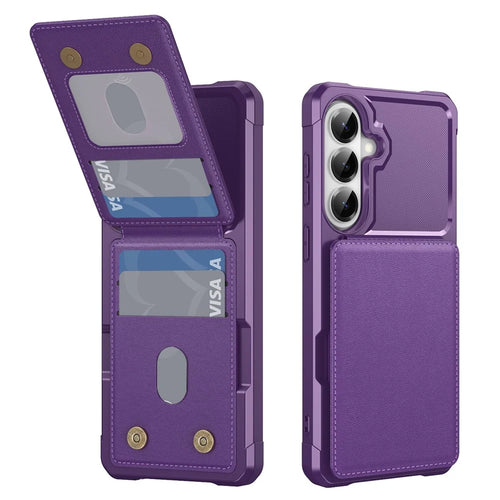 For Samsung Galaxy A57 5G Case with Card Slot Kickstand PU Leather + TPU Phone Cover - Purple - 1