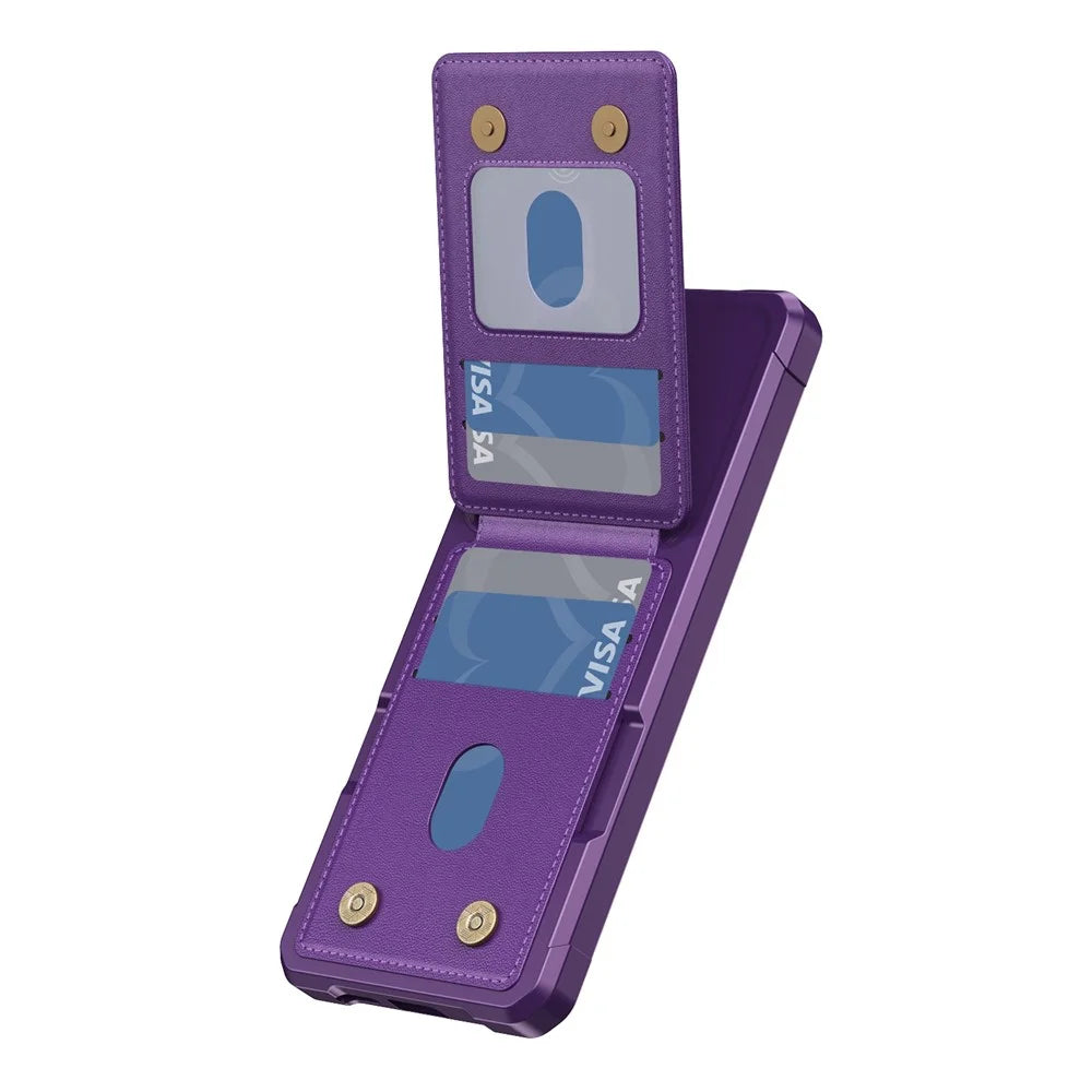 For Samsung Galaxy A57 5G Case with Card Slot Kickstand PU Leather + TPU Phone Cover - Purple - 3