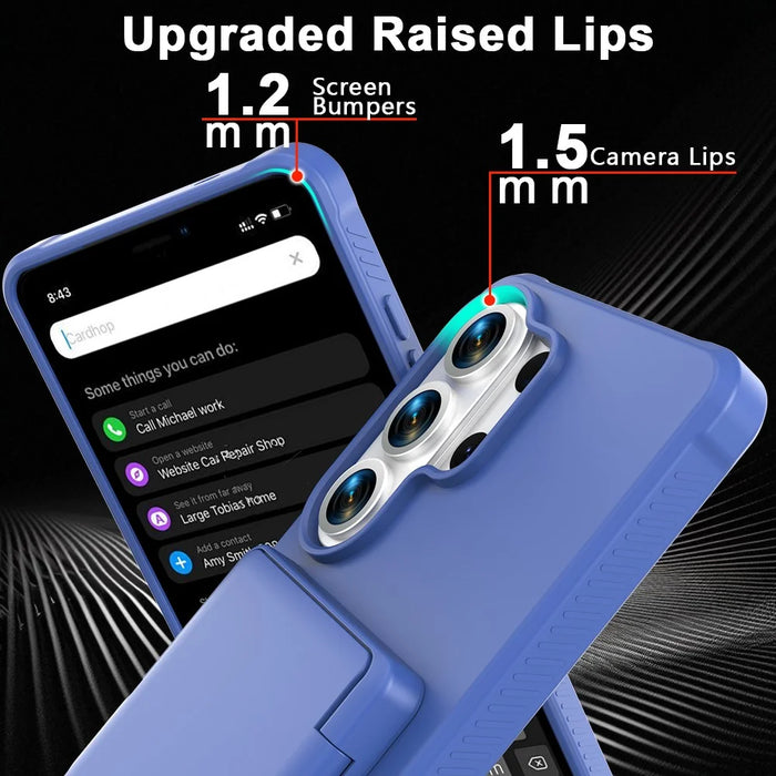 For Samsung Galaxy S26 Ultra Case with Card Holder  /  Mirror  /  Kickstand TPU + PC Phone Back Cover - Dark Blue - 5