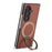For Samsung Galaxy Z Fold7 5G Magnetic Case with 360° Rotating Ring Kickstand PC + Technical Fabric Cover - Brown - 2