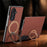 For Samsung Galaxy Z Fold7 5G Magnetic Case with 360° Rotating Ring Kickstand PC + Technical Fabric Cover - Brown - 6