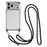 For iPhone 18 Pro / 17 Pro Clear Phone Case with 70-140cm Long Strap Rhinestone Decor PC TPU Shockproof Cover - Black - 1