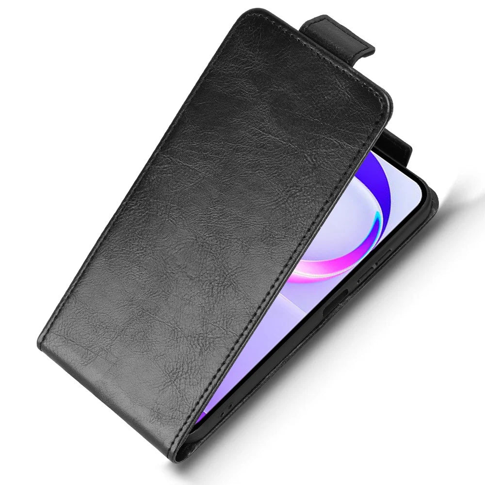 For itel City 200 Stand Case Magnetic Clasp Vertical Flip Leather Phone Cover with Card Holder - Black - 4