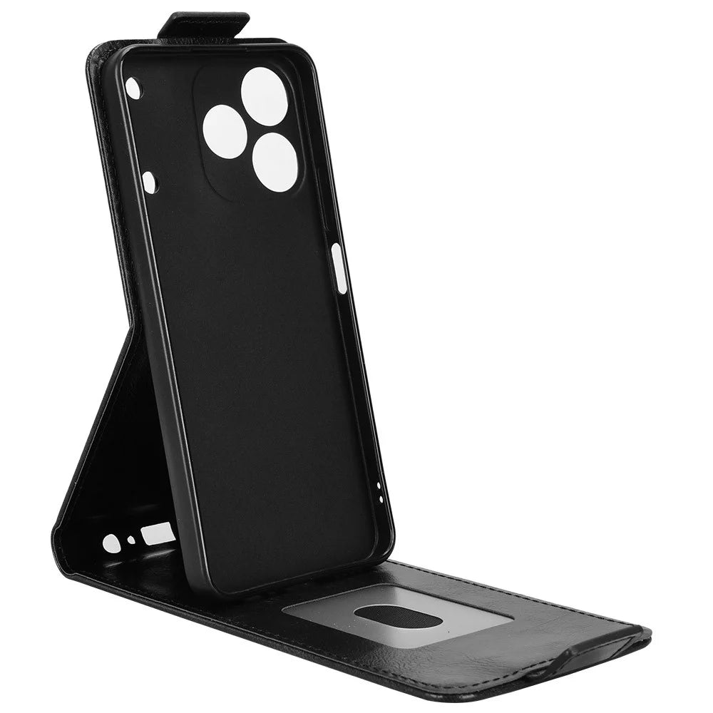 For Realme Note 80 4G Stand Case Magnetic Clasp Vertical Flip Leather Phone Cover with Card Holder - Black - 2