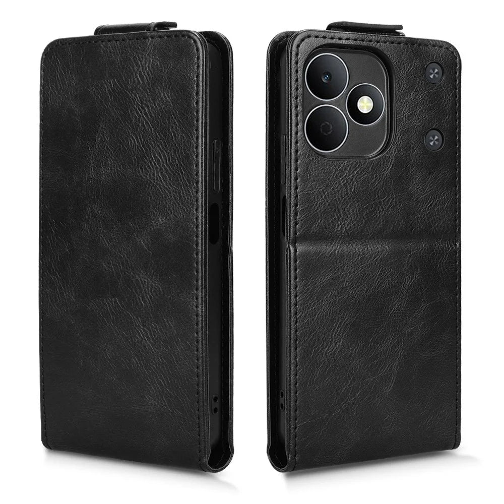 For Realme Note 80 4G Stand Case Magnetic Clasp Vertical Flip Leather Phone Cover with Card Holder - Black - 5