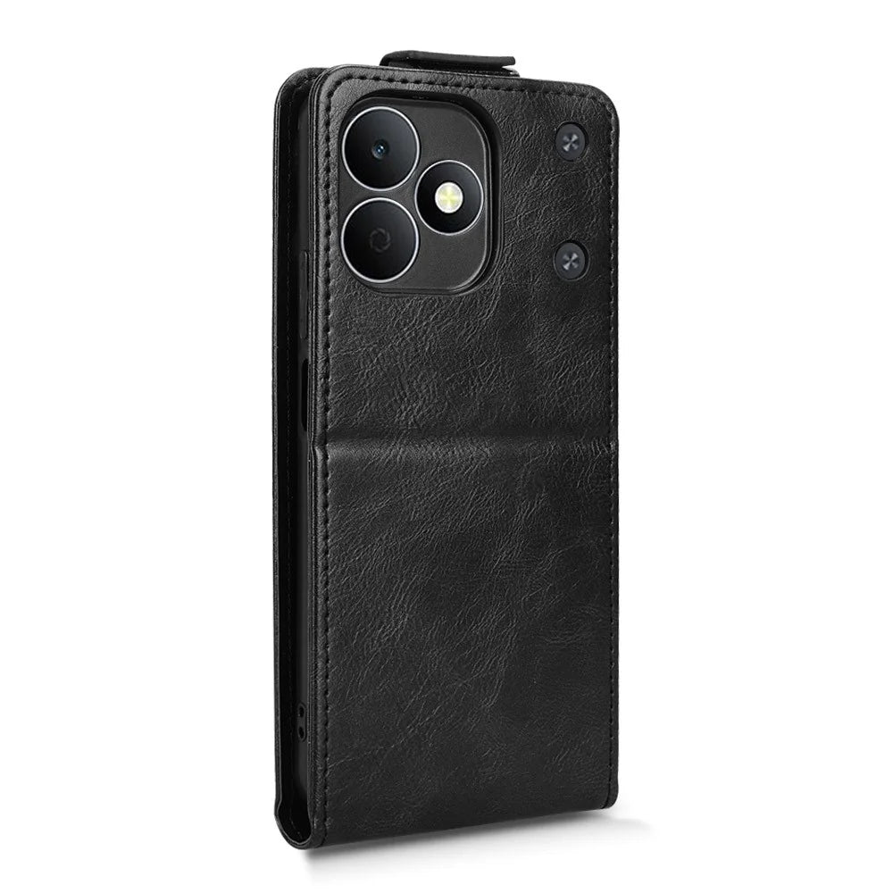 For Realme Note 80 4G Stand Case Magnetic Clasp Vertical Flip Leather Phone Cover with Card Holder - Black - 7