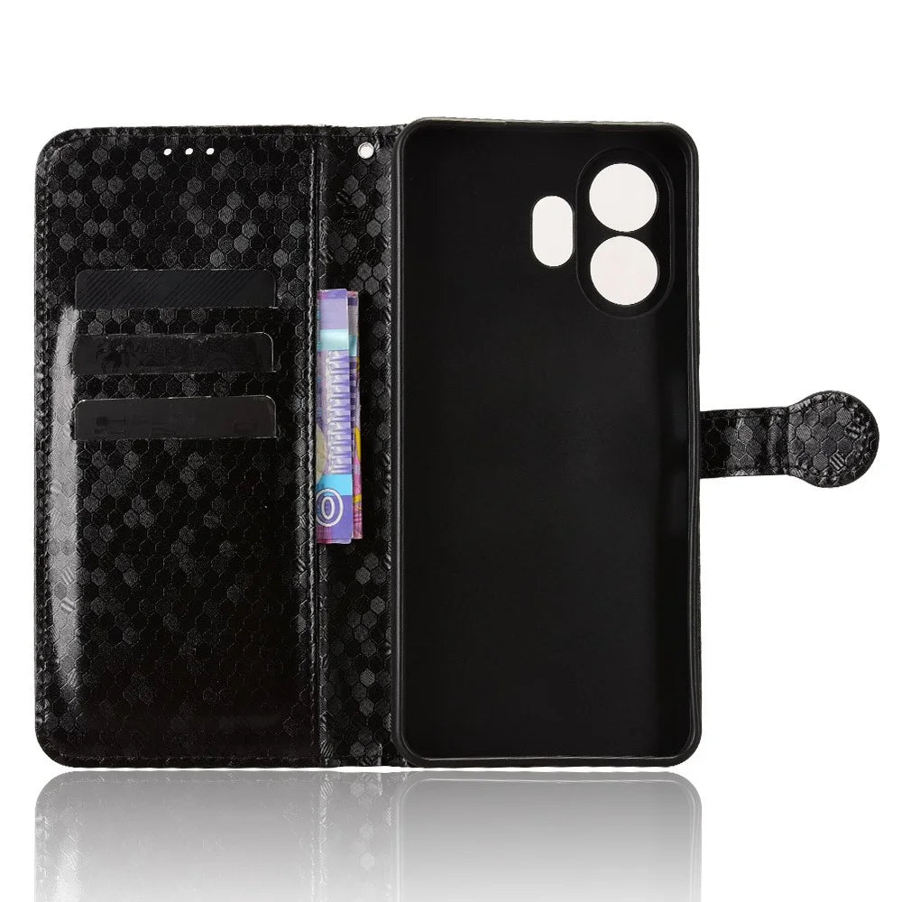 For TCL NxtPaper 70 Pro 5G Wallet Case Dot Pattern Imprint PU Leather Phone Cover with Wrist Strap - Black - 2