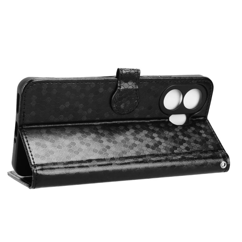 For TCL NxtPaper 70 Pro 5G Wallet Case Dot Pattern Imprint PU Leather Phone Cover with Wrist Strap - Black - 4