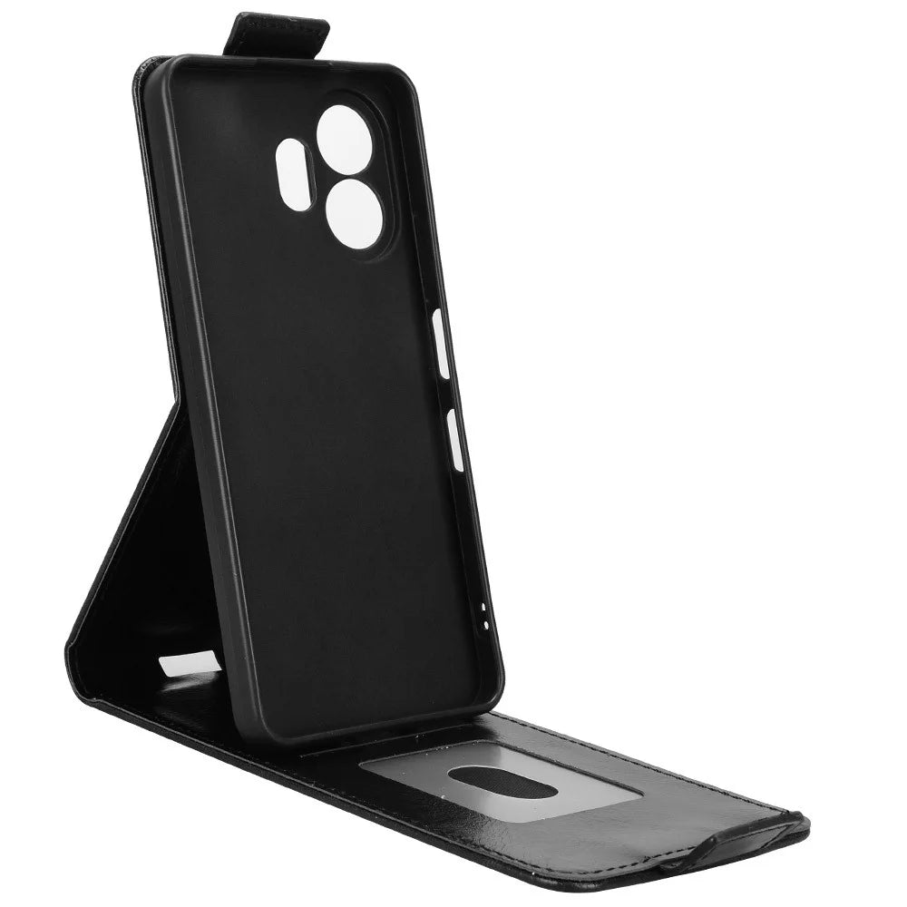 For TCL NxtPaper 70 Pro 5G Stand Case Magnetic Clasp Vertical Flip Leather Phone Cover with Card Holder - Black - 2