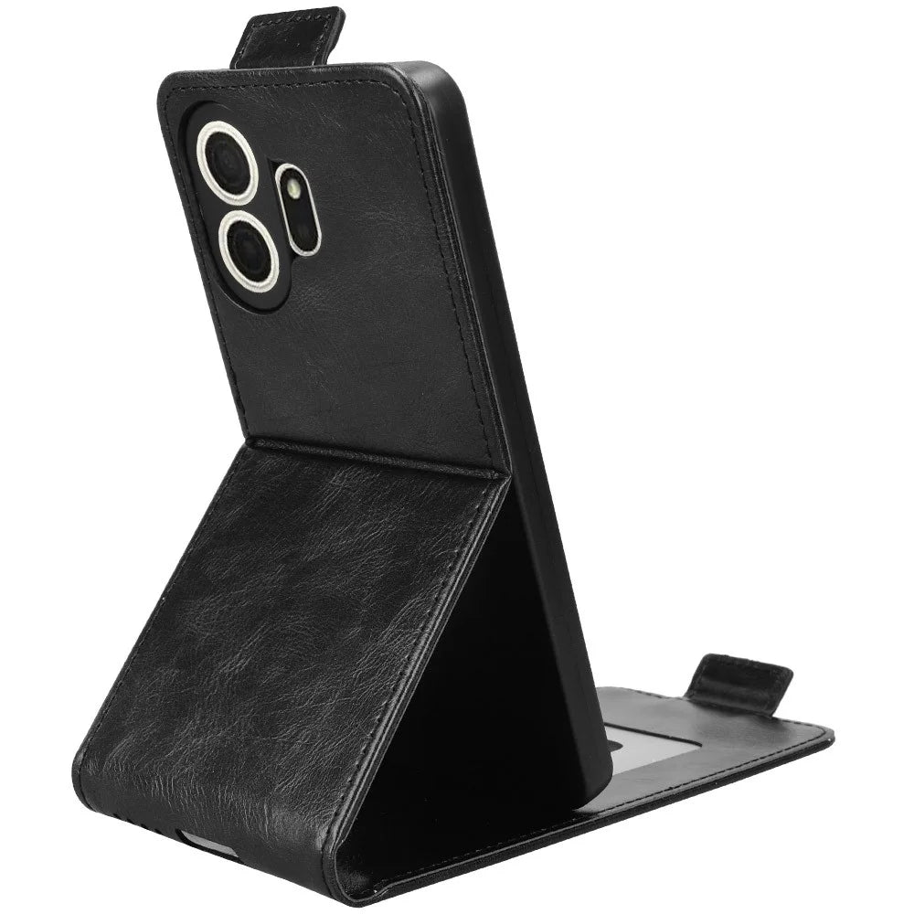For TCL NxtPaper 70 Pro 5G Stand Case Magnetic Clasp Vertical Flip Leather Phone Cover with Card Holder - Black - 3