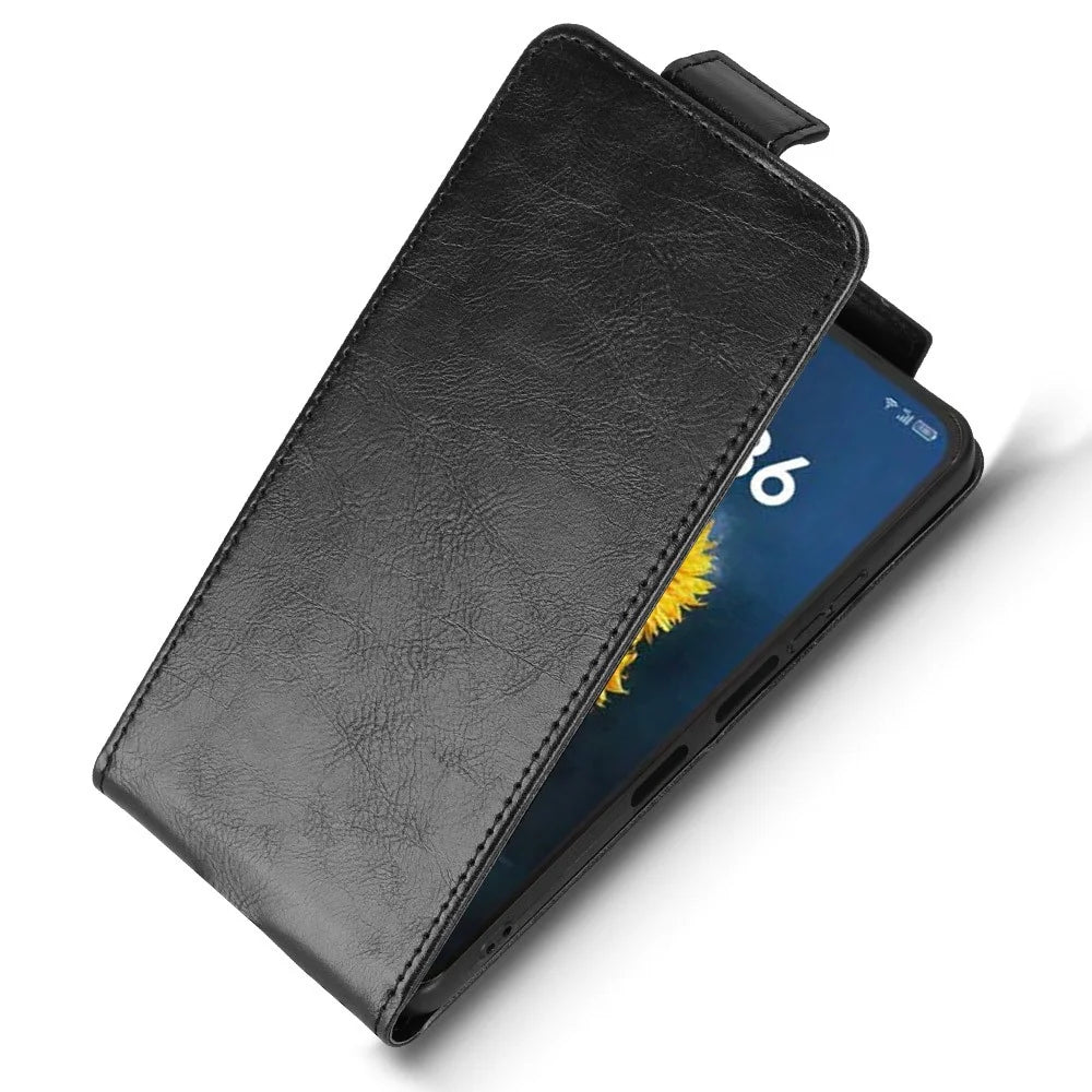 For TCL NxtPaper 70 Pro 5G Stand Case Magnetic Clasp Vertical Flip Leather Phone Cover with Card Holder - Black - 4