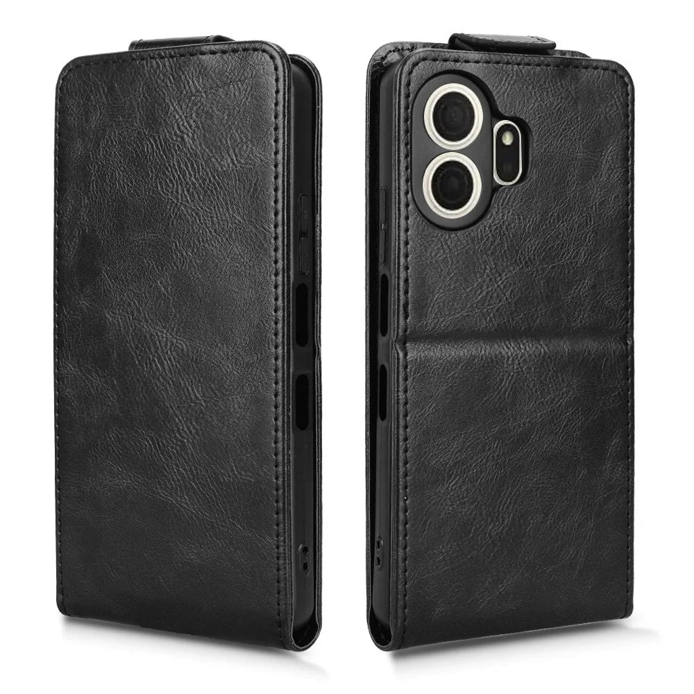 For TCL NxtPaper 70 Pro 5G Stand Case Magnetic Clasp Vertical Flip Leather Phone Cover with Card Holder - Black - 5