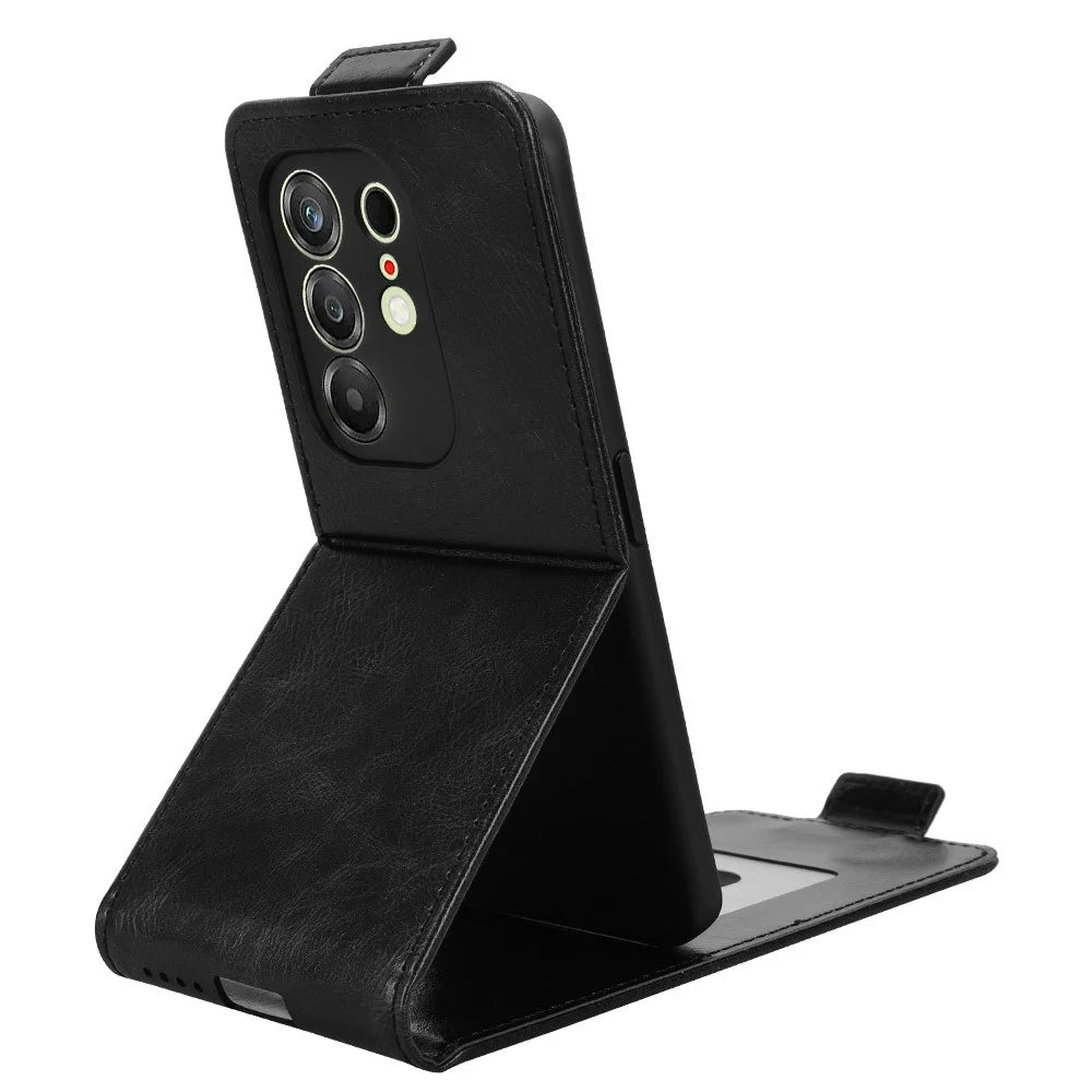 For TECNO Camon 50 Pro 4G Stand Case Magnetic Clasp Vertical Flip Leather Phone Cover with Card Holder - Black - 3