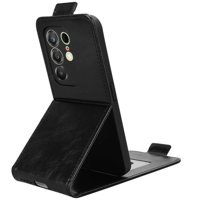 For TECNO Camon 50 4G Stand Case Magnetic Clasp Vertical Flip Leather Phone Cover with Card Holder - Black - 3