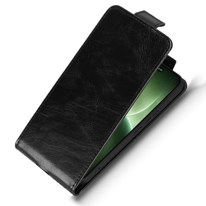 For TECNO Camon 50 4G Stand Case Magnetic Clasp Vertical Flip Leather Phone Cover with Card Holder - Black - 4