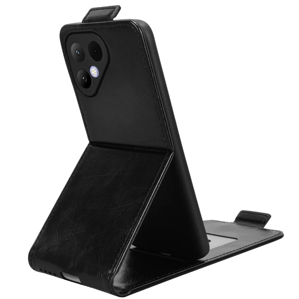 For TECNO Pova Curve 2 5G Stand Case Magnetic Clasp Vertical Flip Leather Phone Cover with Card Holder - Black - 3