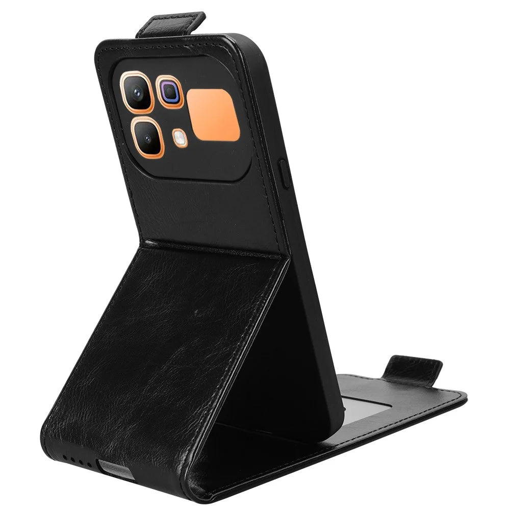 Stand Case For Infinix Note 60 5G  /  60 Pro 5G Magnetic Clasp Vertical Flip Leather Phone Cover with Card Holder - Black - 3