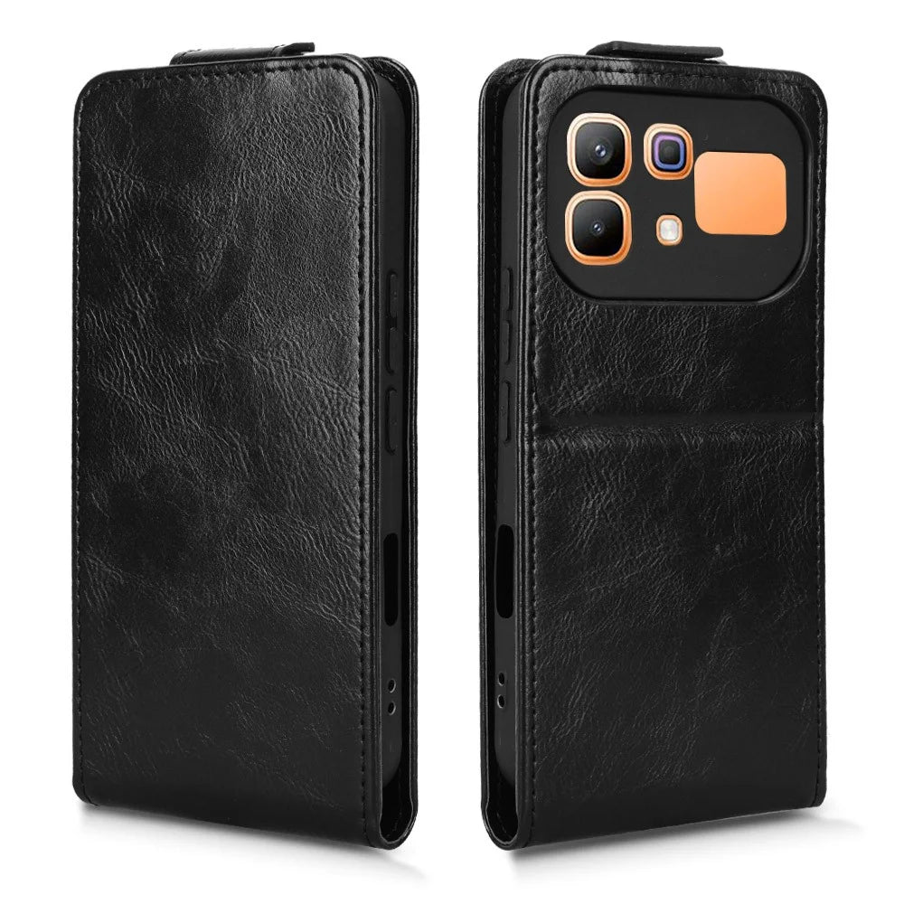 Stand Case For Infinix Note 60 5G  /  60 Pro 5G Magnetic Clasp Vertical Flip Leather Phone Cover with Card Holder - Black - 5