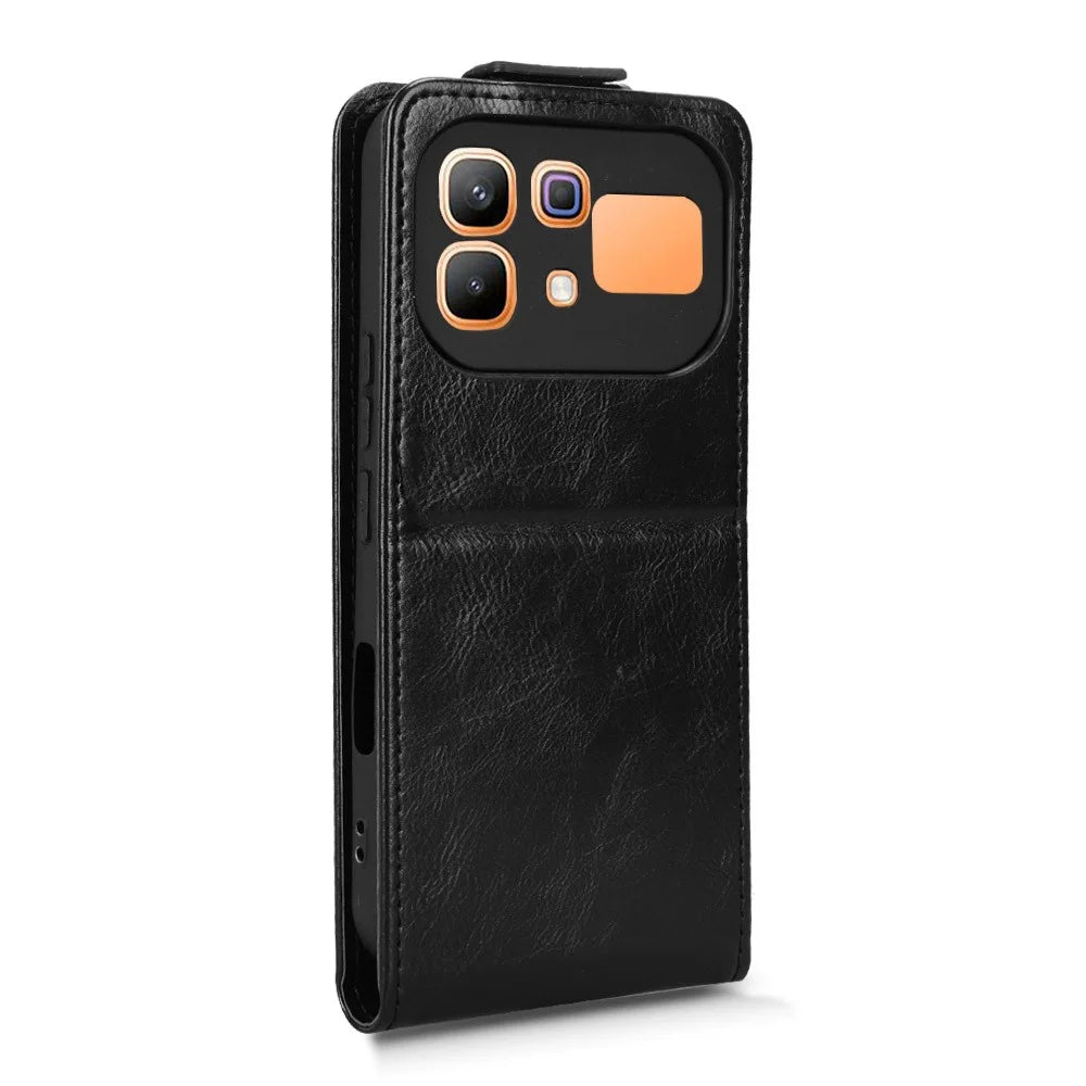 Stand Case For Infinix Note 60 5G  /  60 Pro 5G Magnetic Clasp Vertical Flip Leather Phone Cover with Card Holder - Black - 7