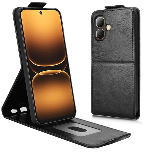 For Infinix Smart 20 4G Stand Case Magnetic Clasp Vertical Flip Leather Phone Cover with Card Holder - Black - 1