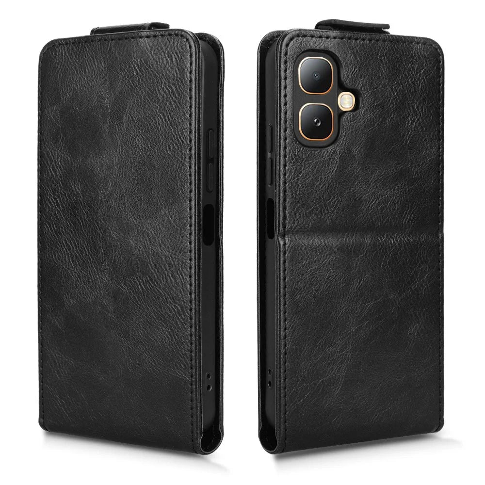 For Infinix Smart 20 4G Stand Case Magnetic Clasp Vertical Flip Leather Phone Cover with Card Holder - Black - 5