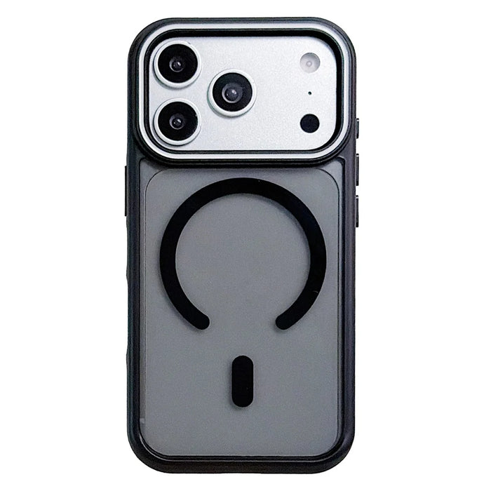 For iPhone 17 Pro Max Case Compatible with MagSafe Lens Frame Stripe PC + TPU Phone Cover - Black - 1