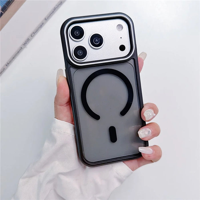For iPhone 17 Pro Case Compatible with MagSafe Lens Frame Stripe PC + TPU Phone Cover - Black - 2