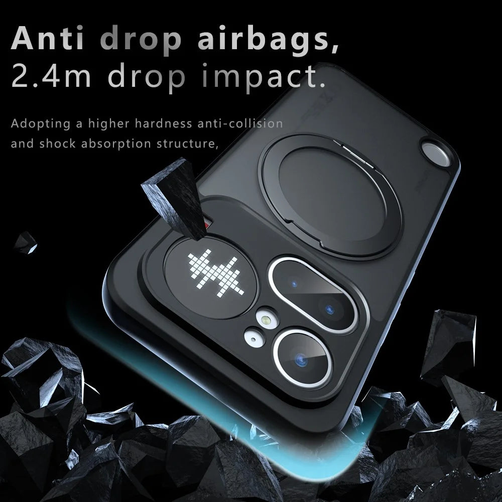 For Nothing Phone (4a) Pro Matte Skin-touch Magnetic Case 360° Rotating Kickstand Shockproof TPU + PC Phone Cover - Transparent Black - 3
