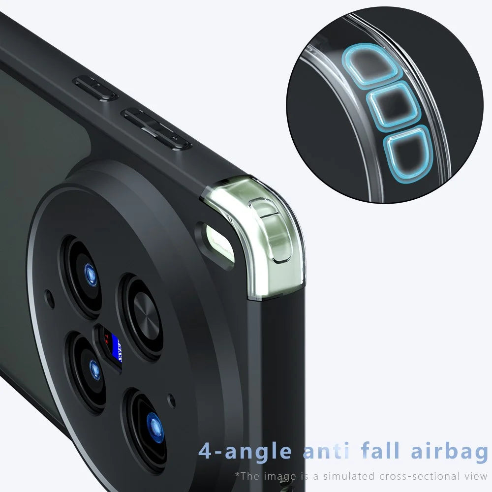 For vivo X300 Ultra 5G Matte Skin-touch Magnetic Case 360° Rotating Kickstand Shockproof TPU + PC Phone Cover - Transparent Black - 5