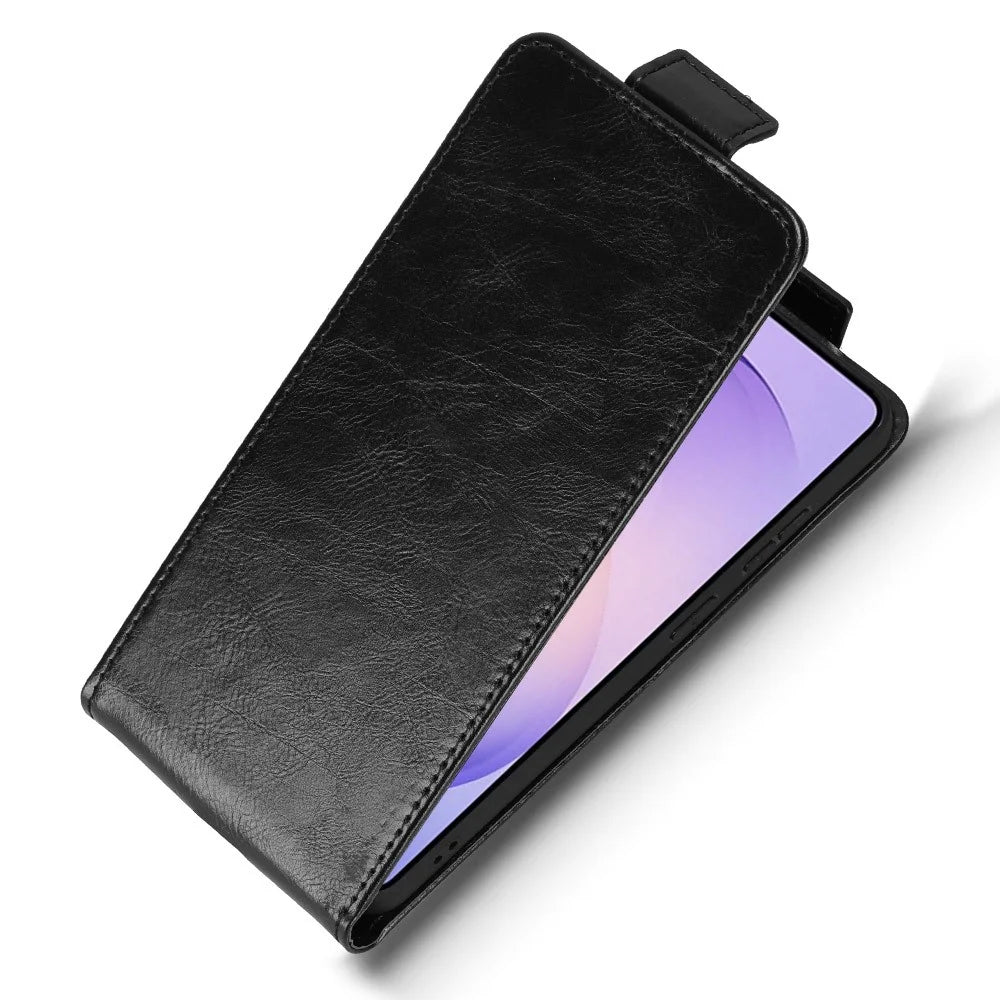For Samsung Galaxy S26 Ultra Stand Case Magnetic Clasp Vertical Flip Leather Phone Cover with Card Holder - Black - 4